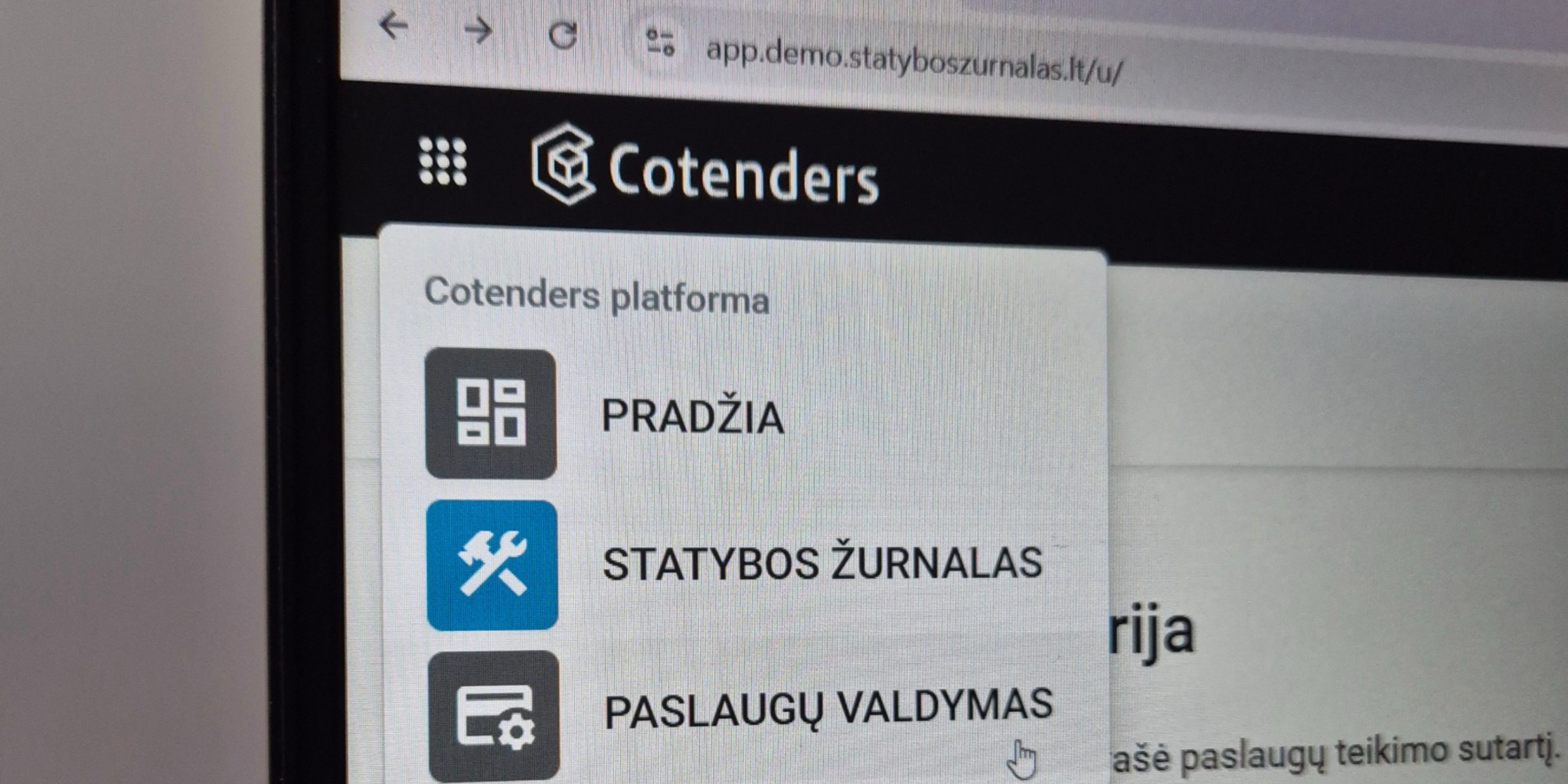 „Cotenders“ platformos darbalaukio nuotrauka / „Cotenders“ nuotr.